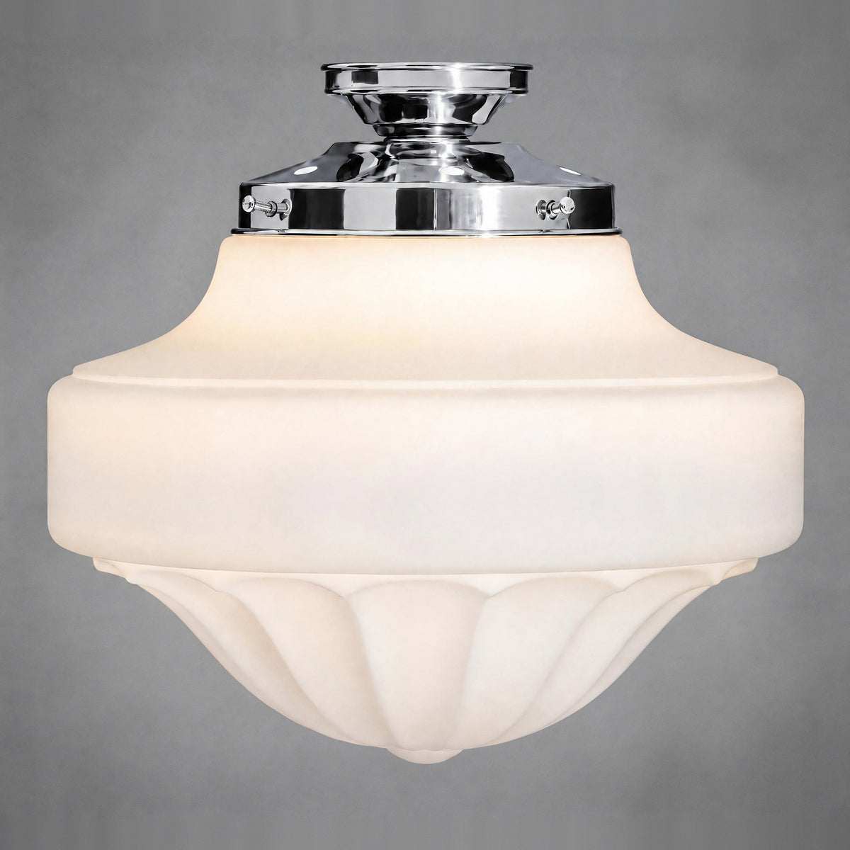 Derby Opal Matt 13" Shade w 6 1/4" Chrome Batten Fix Light