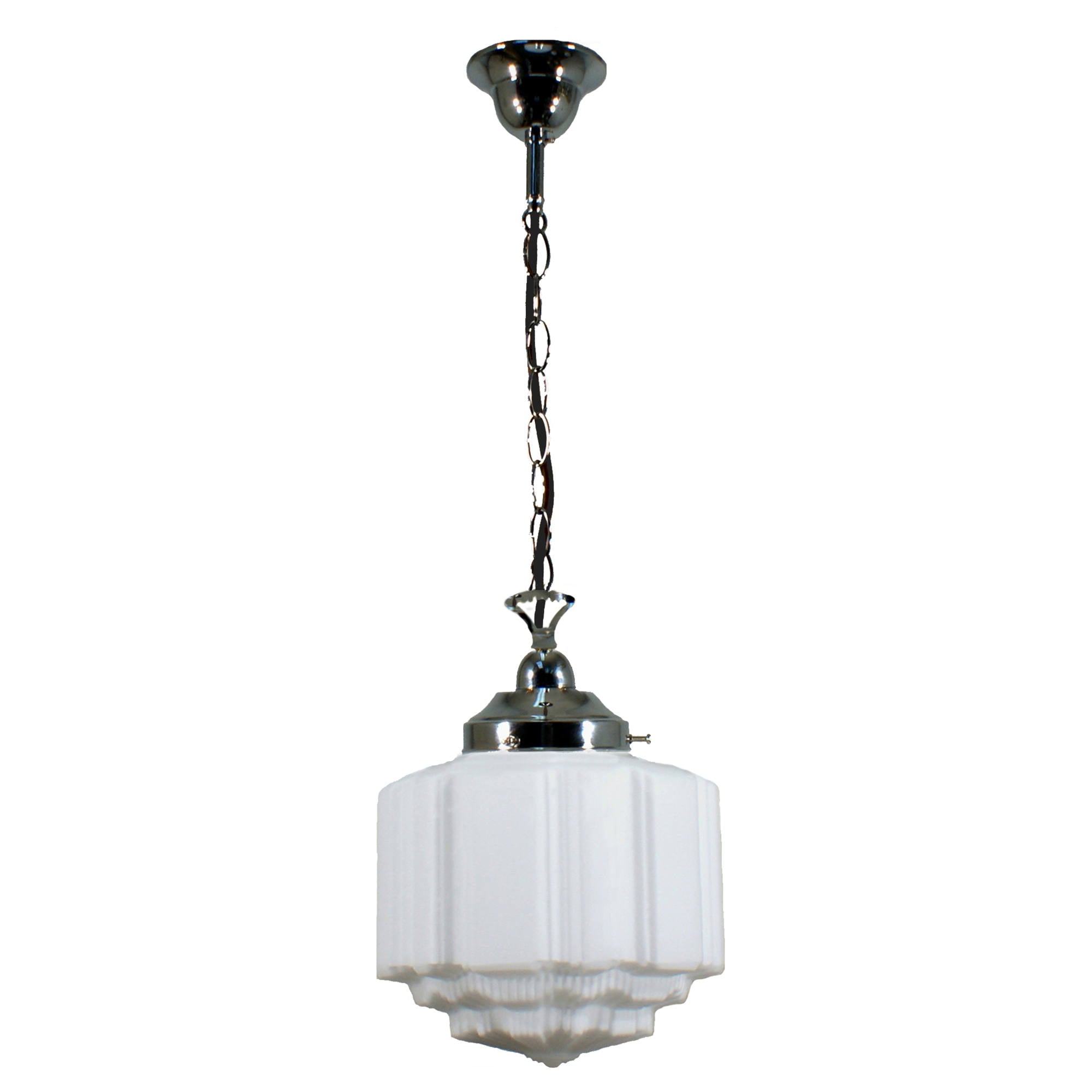 St Kilda 8'' Opal Matte Single Chain Suspension, Chrome