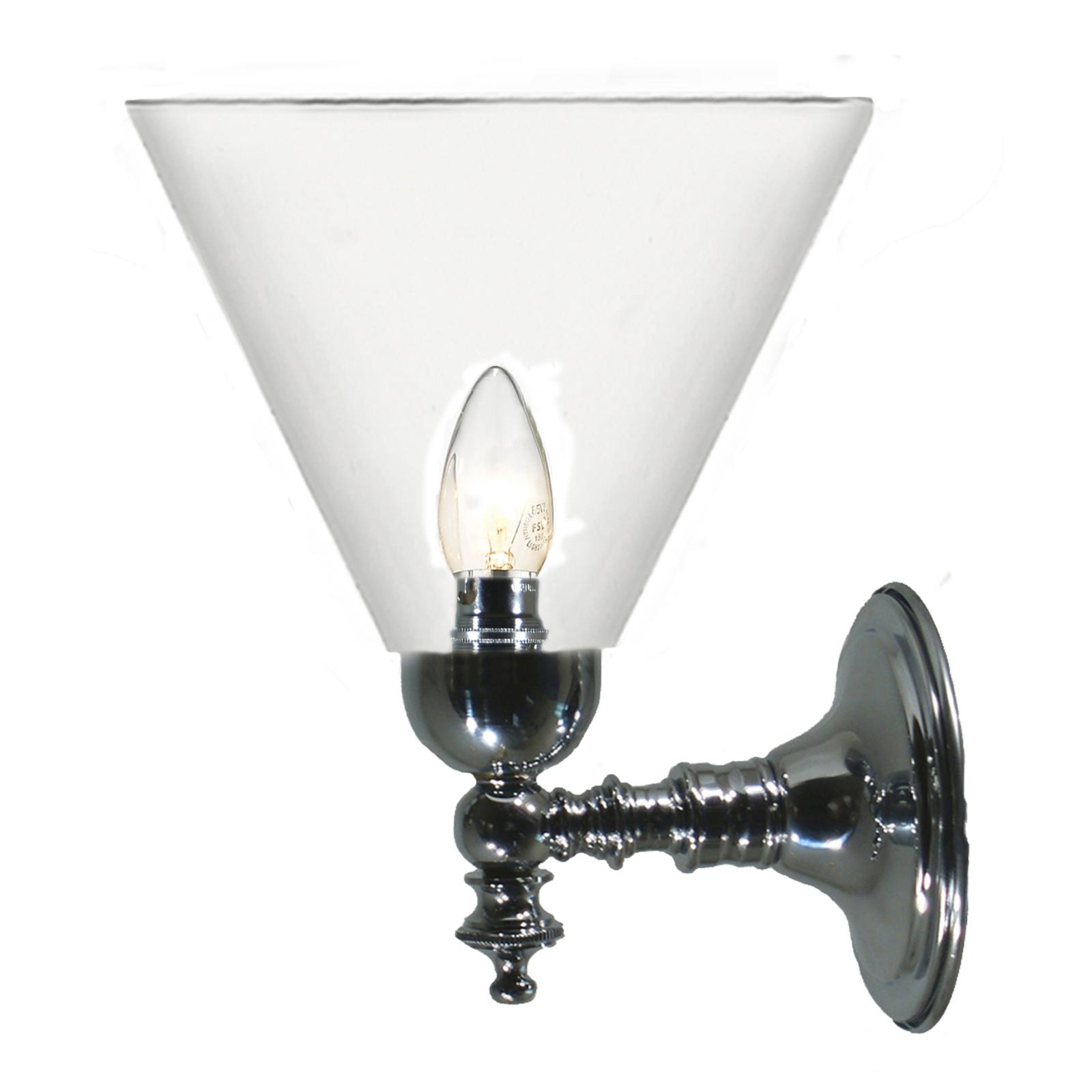 Koscina Wall Light with Cono Clear Shade, Chrome