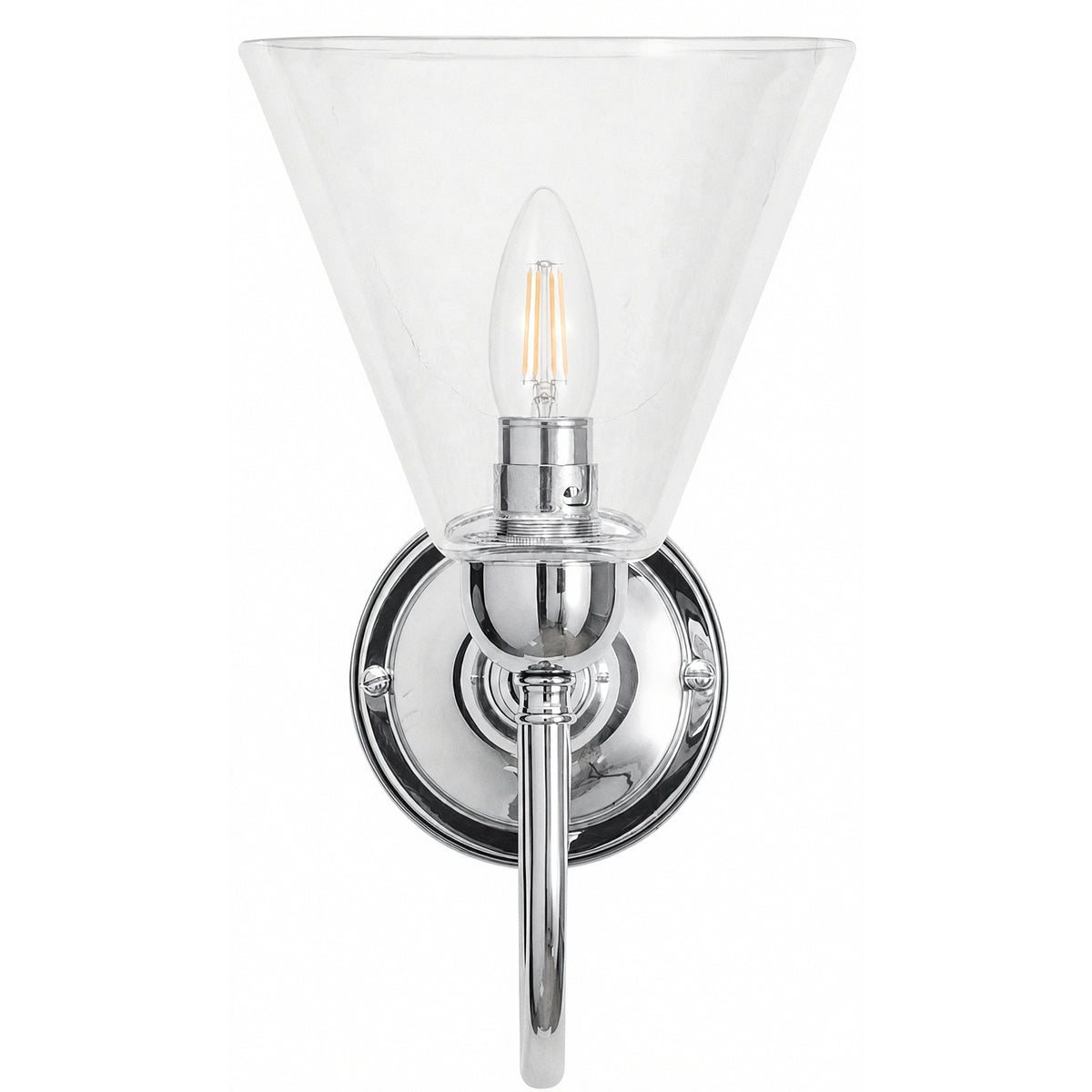 Loxton Wall Light with Cono Clear Shade, Chrome