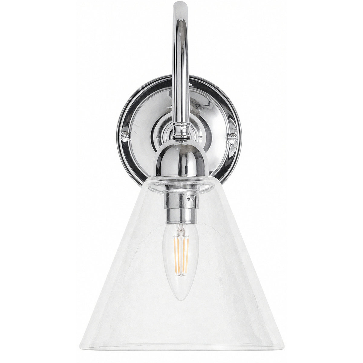 Loxton Wall Light with Cono Clear Shade, Chrome