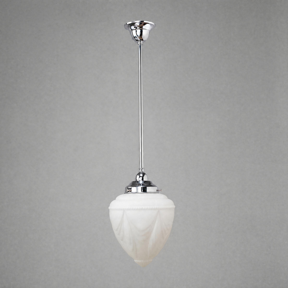Empire Opal Matt 8" Shade w 1/2" x 1/2m Chrome Rod Pendant