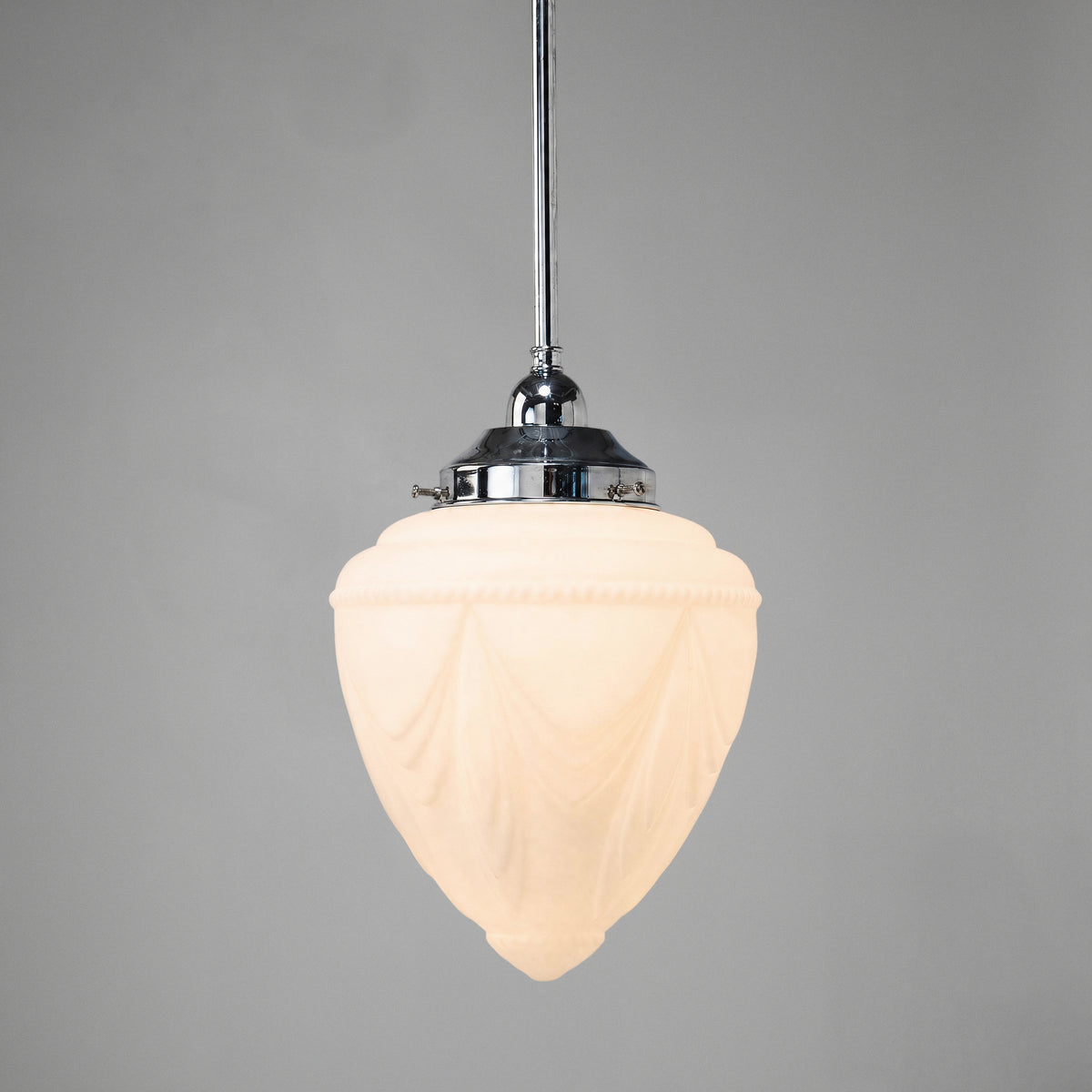 Empire Opal Matt 8" Shade w 1/2" x 1/2m Chrome Rod Pendant
