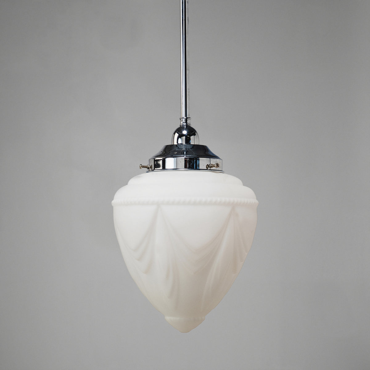 Empire Opal Matt 8" Shade w 1/2" x 1/2m Chrome Rod Pendant
