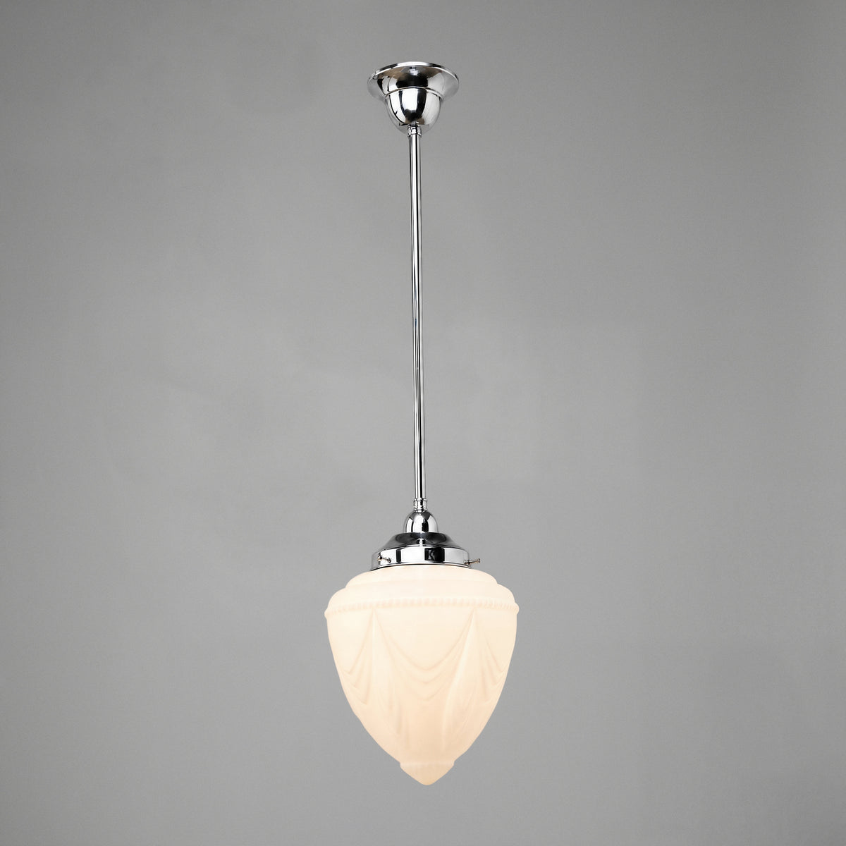 Empire Opal Matt 8" Shade w 1/2" x 1/2m Chrome Rod Pendant