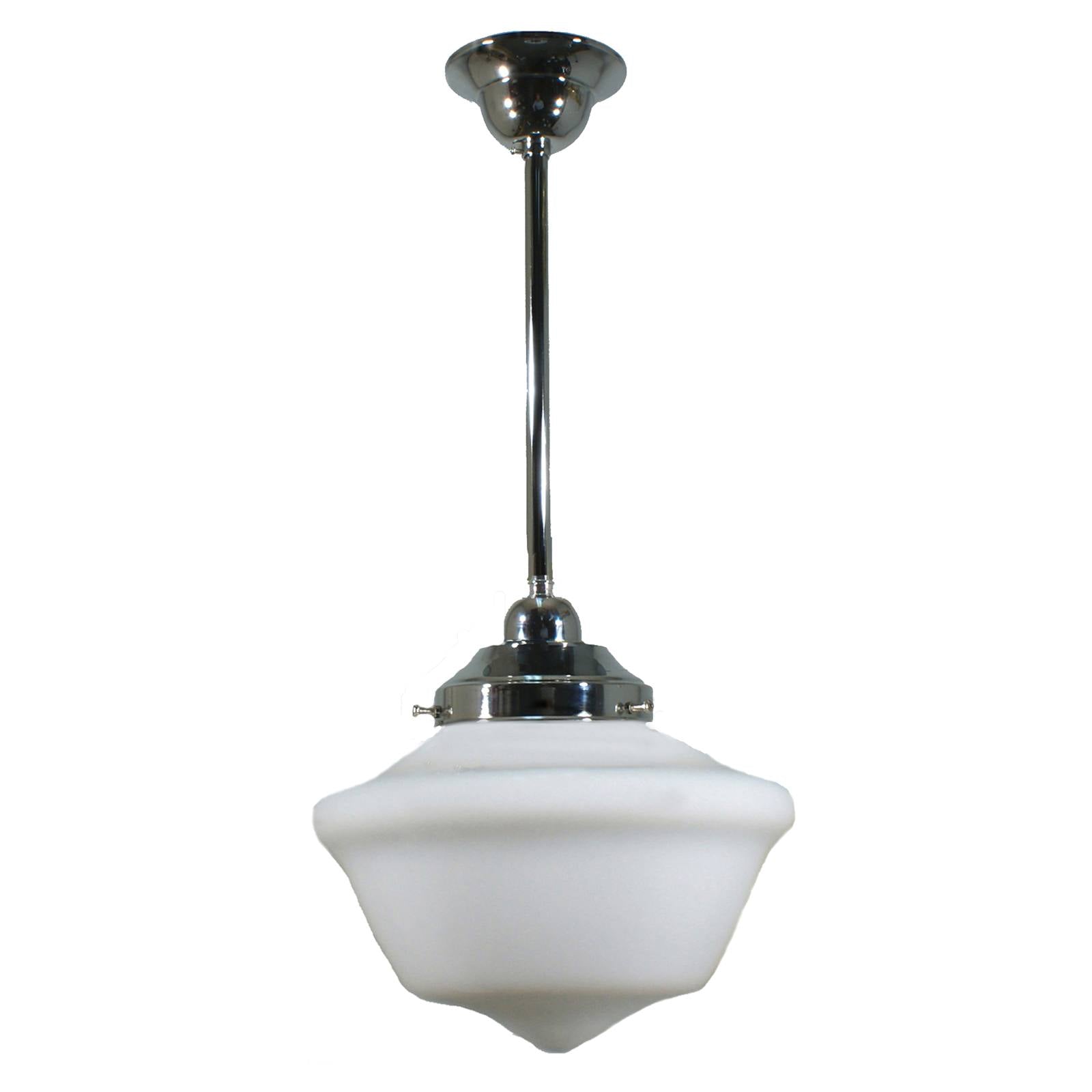 Victorian Schoolhouse 9'' Opal Matte on Rod Set 1/2'' x 1/2m, Chrome