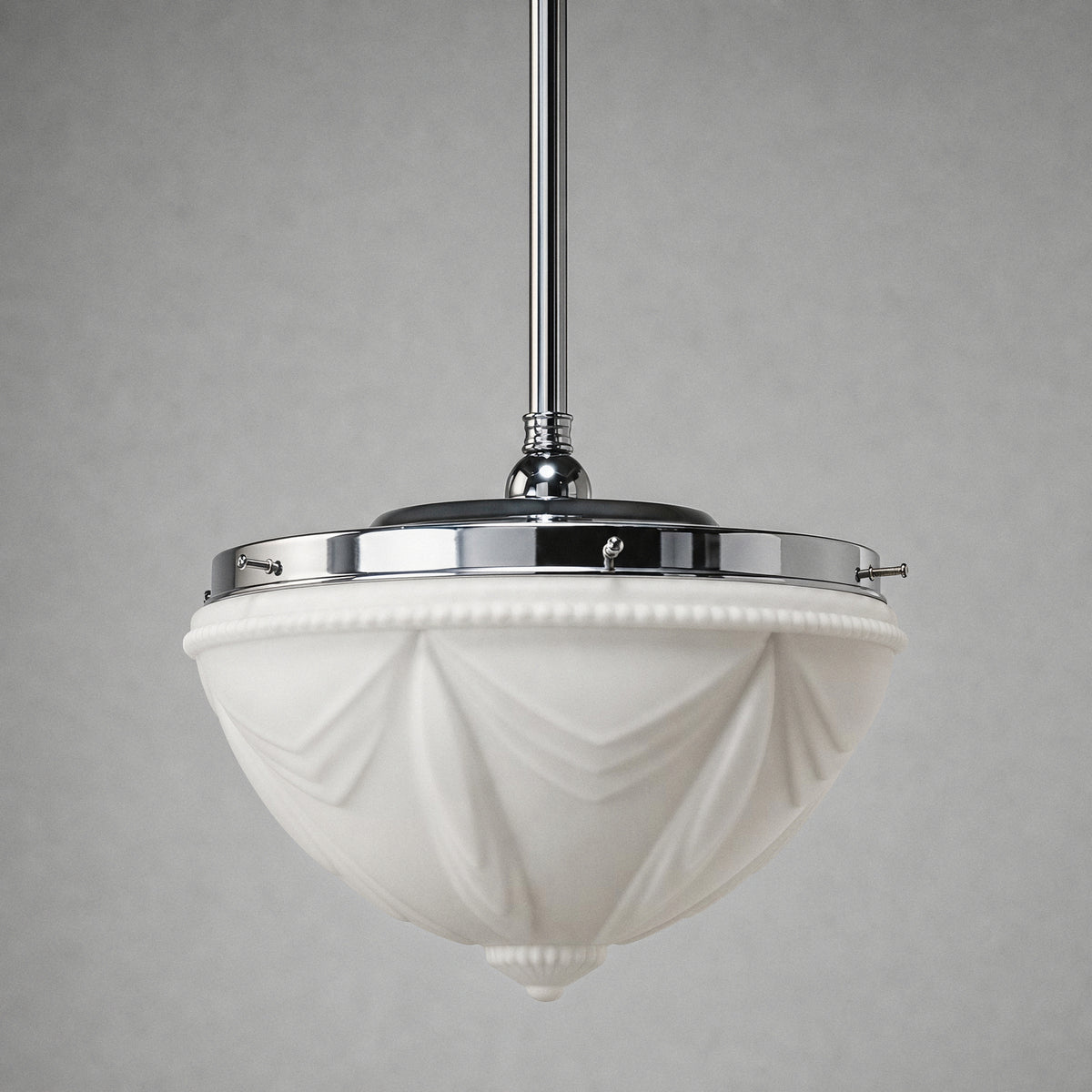 Empire Opal Matt 14" Shade w 3/4" x 1/2m Chrome Rod Pendant