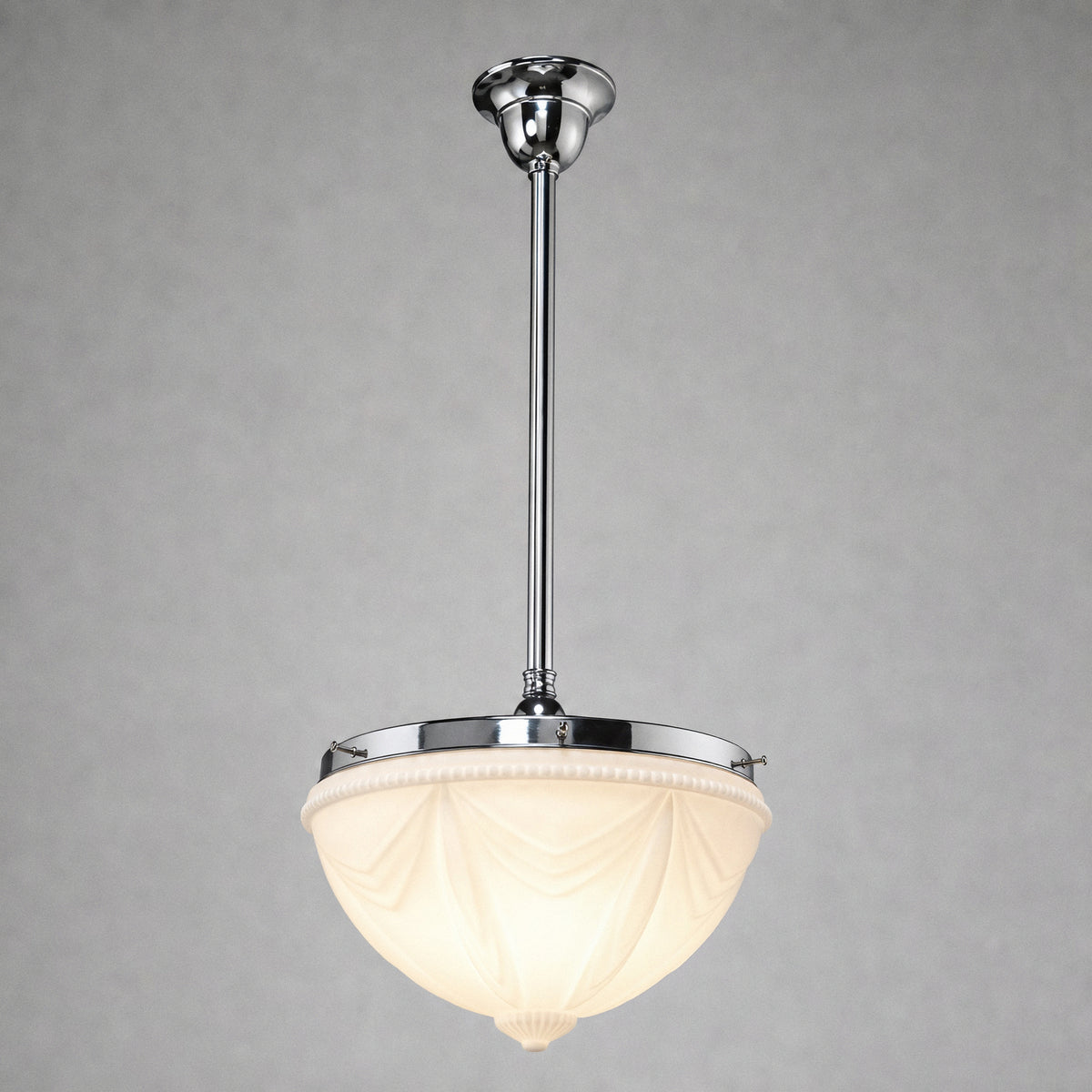 Empire Opal Matt 14" Shade w 3/4" x 1/2m Chrome Rod Pendant