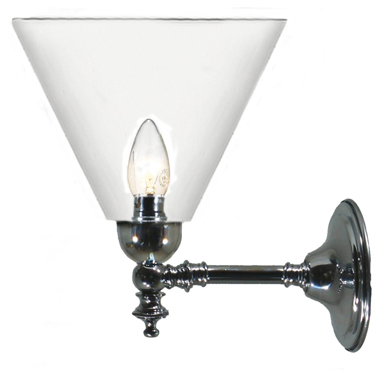 Waubra Wall Light with Cono Clear Shade, Chrome