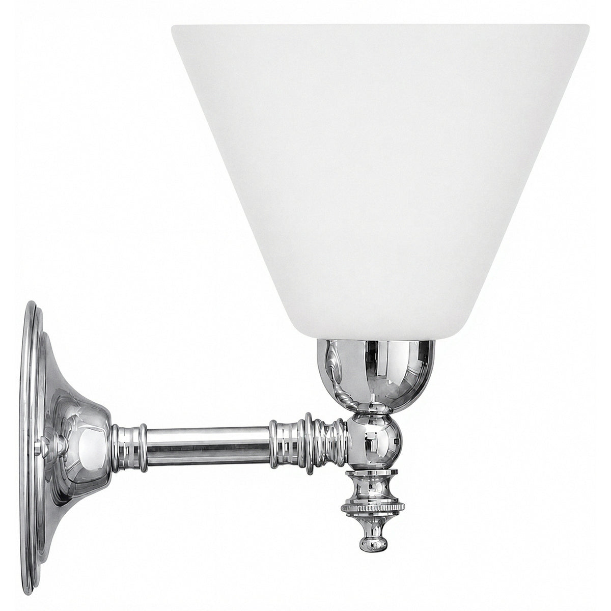 Waubra Wall Light with Cono Opal Matte Shade, Chrome