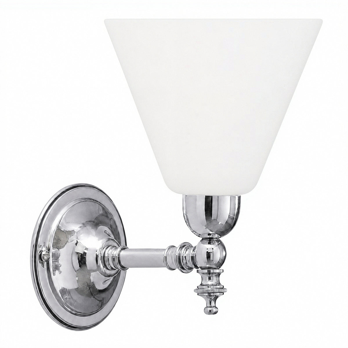 Waubra Wall Light with Cono Opal Matte Shade, Chrome