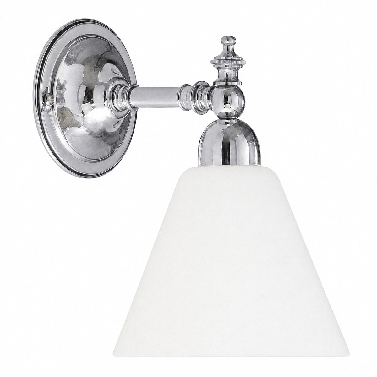 Waubra Wall Light with Cono Opal Matte Shade, Chrome