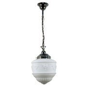 Senator 8'' Opal Matte on Single Chain Black Cloth Suspension, Chrome