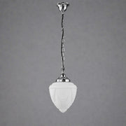 Empire 8'' Opal Matte on Single Chain Black Cloth Suspension, Chrome