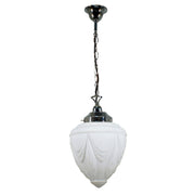 Empire 8'' Opal Matte on Single Chain Black Cloth Suspension, Chrome