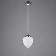 Empire 8'' Opal Matte on Cloth Cord Black Cloth Suspension, Chrome