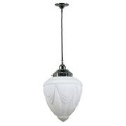 Empire 8'' Opal Matte on Cloth Cord Black Cloth Suspension, Chrome