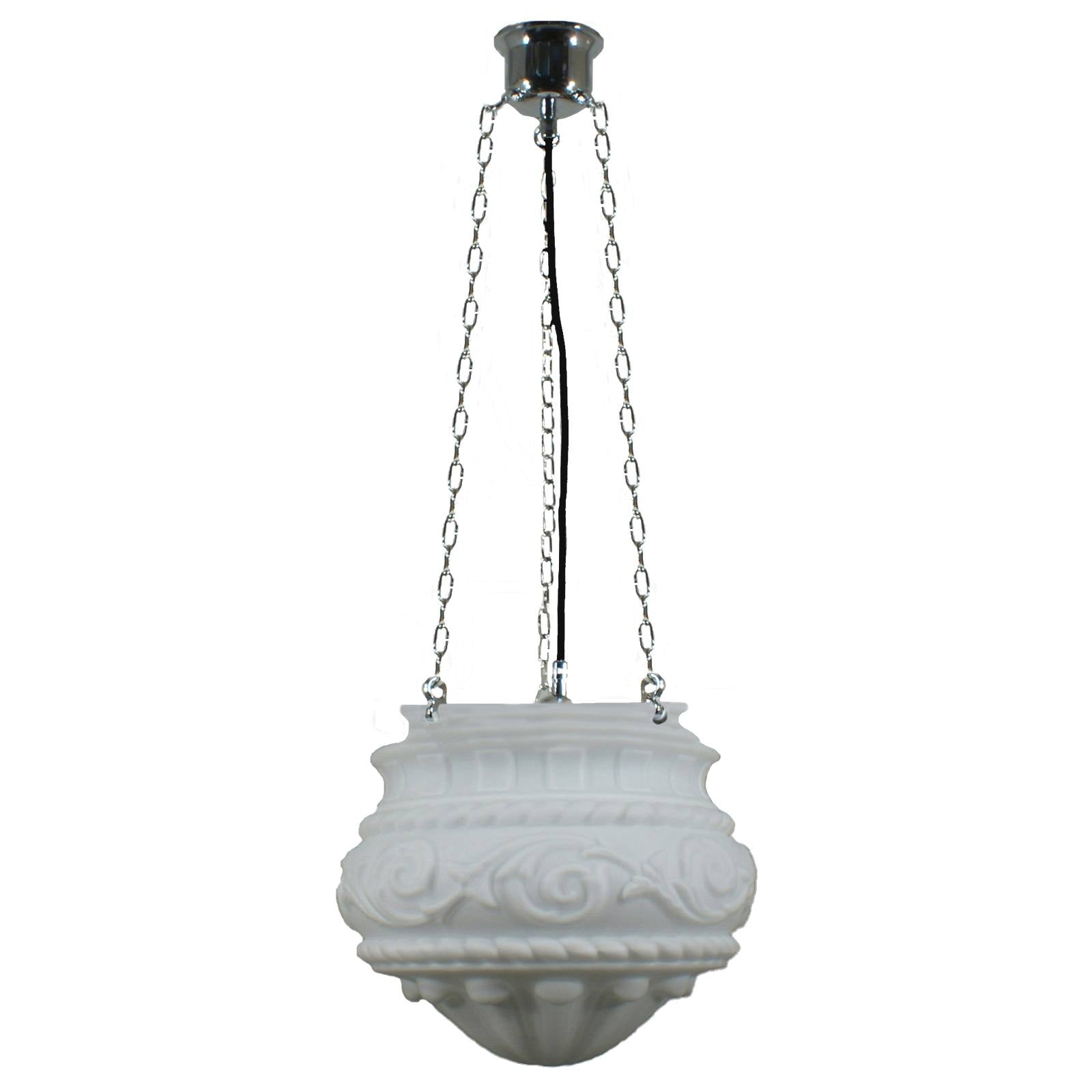 Premier 12'' Opal Matte on 3 Chain Black Cloth Suspension, Chrome