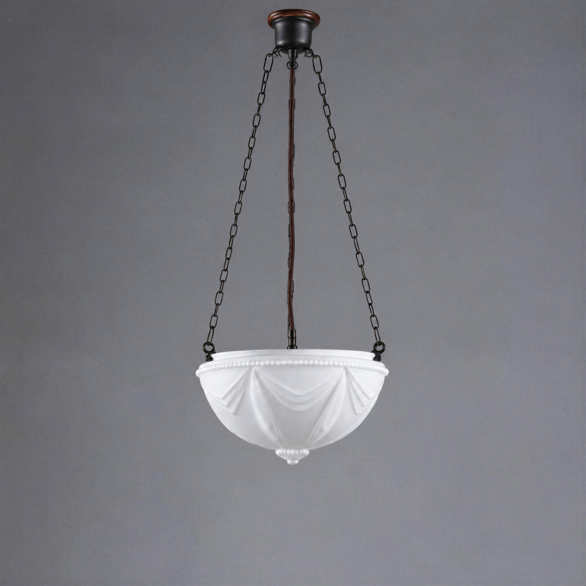 Empire 14'' Opal Matte on 3 Chain Suspension, Patina