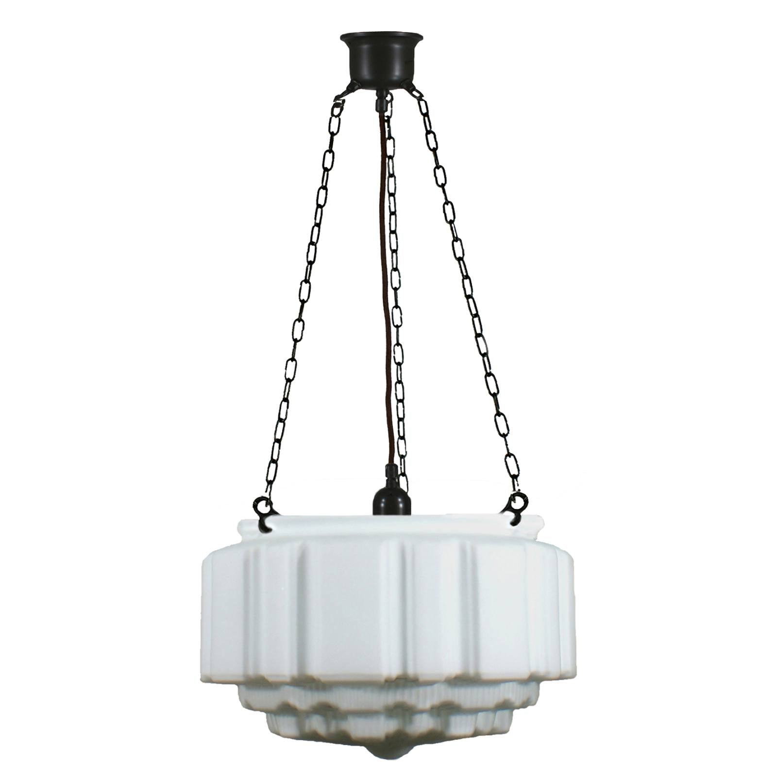 St Kilda 14'' Opal Matte on 3 Chain Suspension, Patina