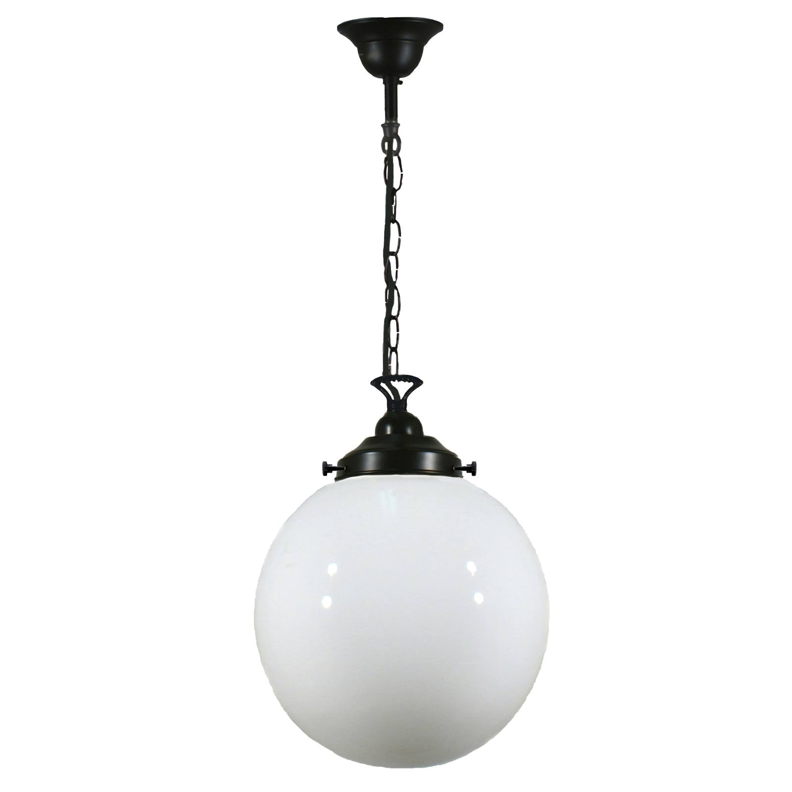 Sphere 10'' Opal Gloss On Single Chain Suspension, Patina