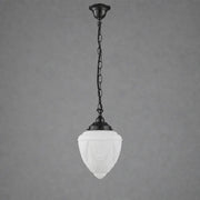 Empire 8'' Opal Matte on Single Chain Black Cloth Suspension, Patina