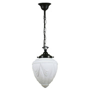 Empire 8'' Opal Matte on Single Chain Black Cloth Suspension, Patina