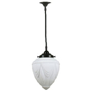 Empire 8'' Opal Matte on Cloth Cord Black Cloth Suspension, Patina