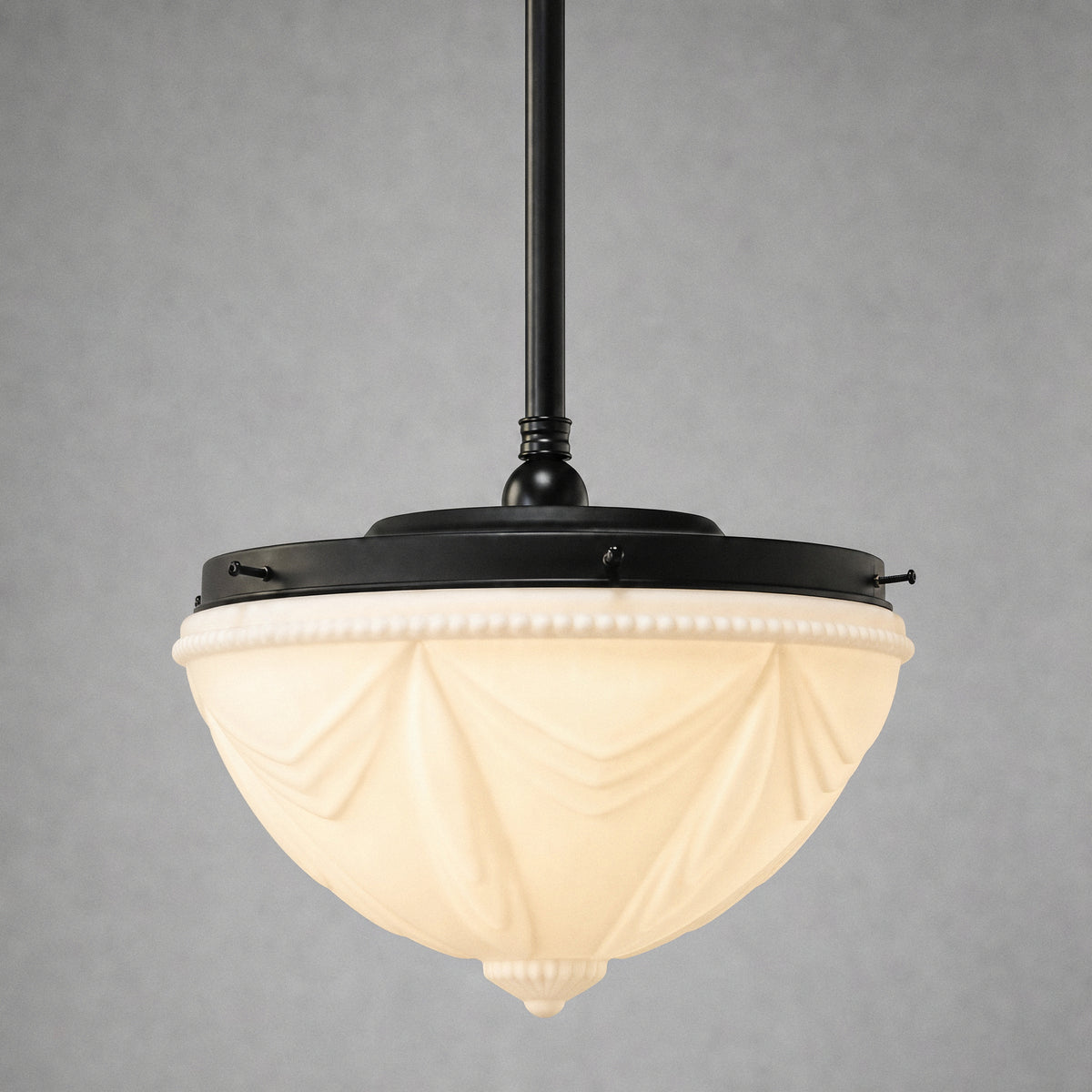 Empire Opal Matt 14" Shade w 3/4" x 1/2m Black Rod Pendant