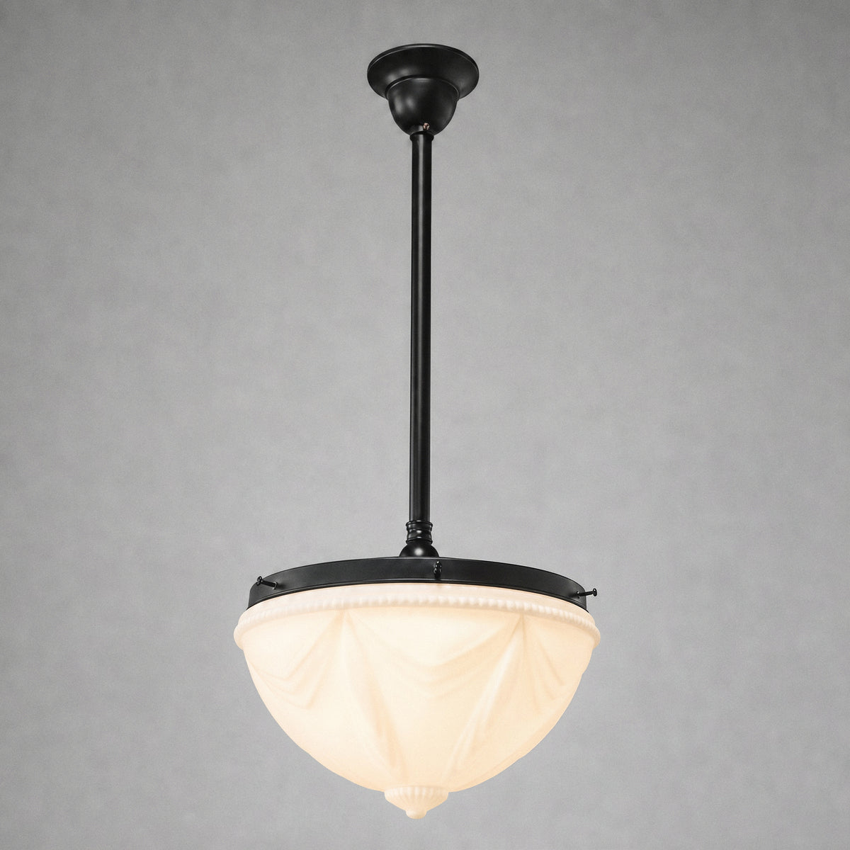 Empire Opal Matt 14" Shade w 3/4" x 1/2m Black Rod Pendant