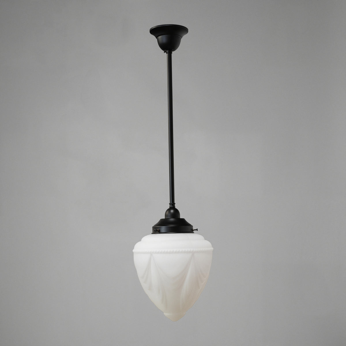 Empire Opal Matt 8" Shade w 3/4" x 1/2m Black Rod Pendant