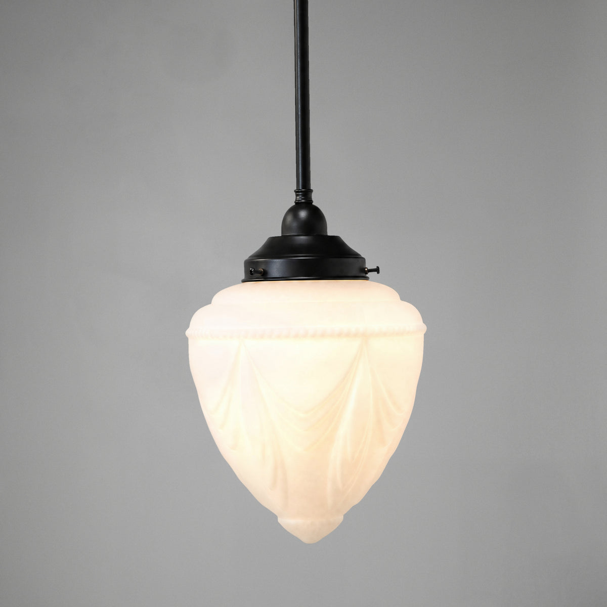 Empire Opal Matt 8" Shade w 3/4" x 1/2m Black Rod Pendant