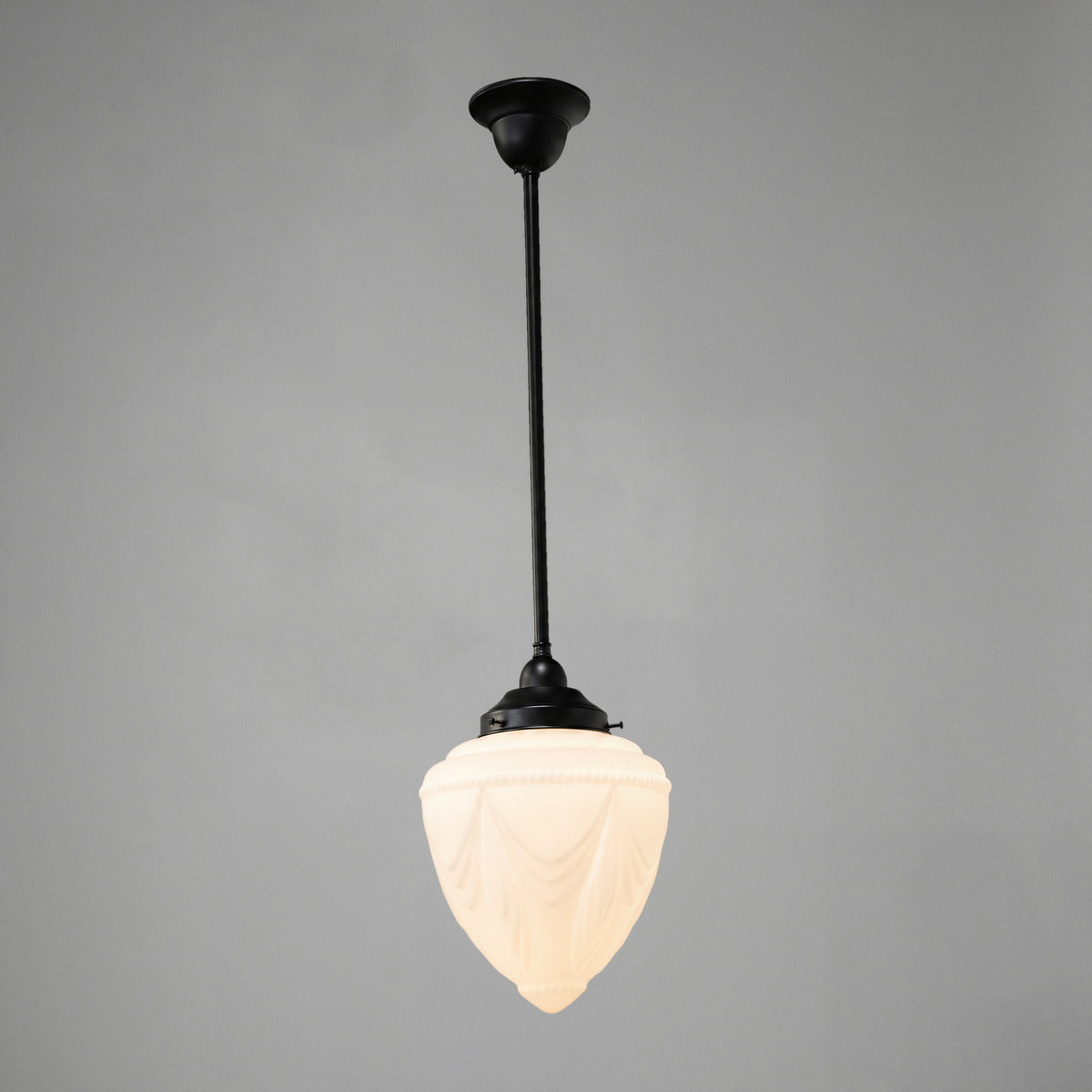 Empire Opal Matt 8" Shade w 3/4" x 1/2m Black Rod Pendant