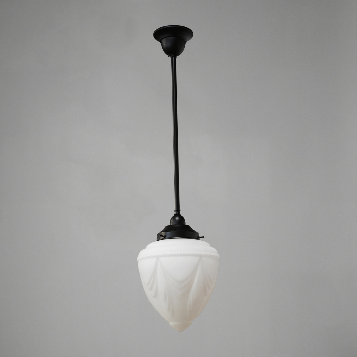 Empire Opal Matt 8" Shade w 3/4" x 1/2m Black Rod Pendant