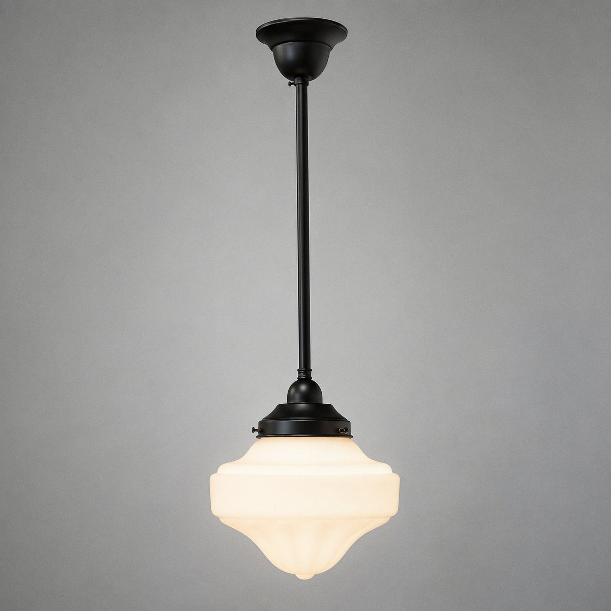 Derby Opal Matt 9" Shade w 3/4" x 1/2m Black Rod Pendant