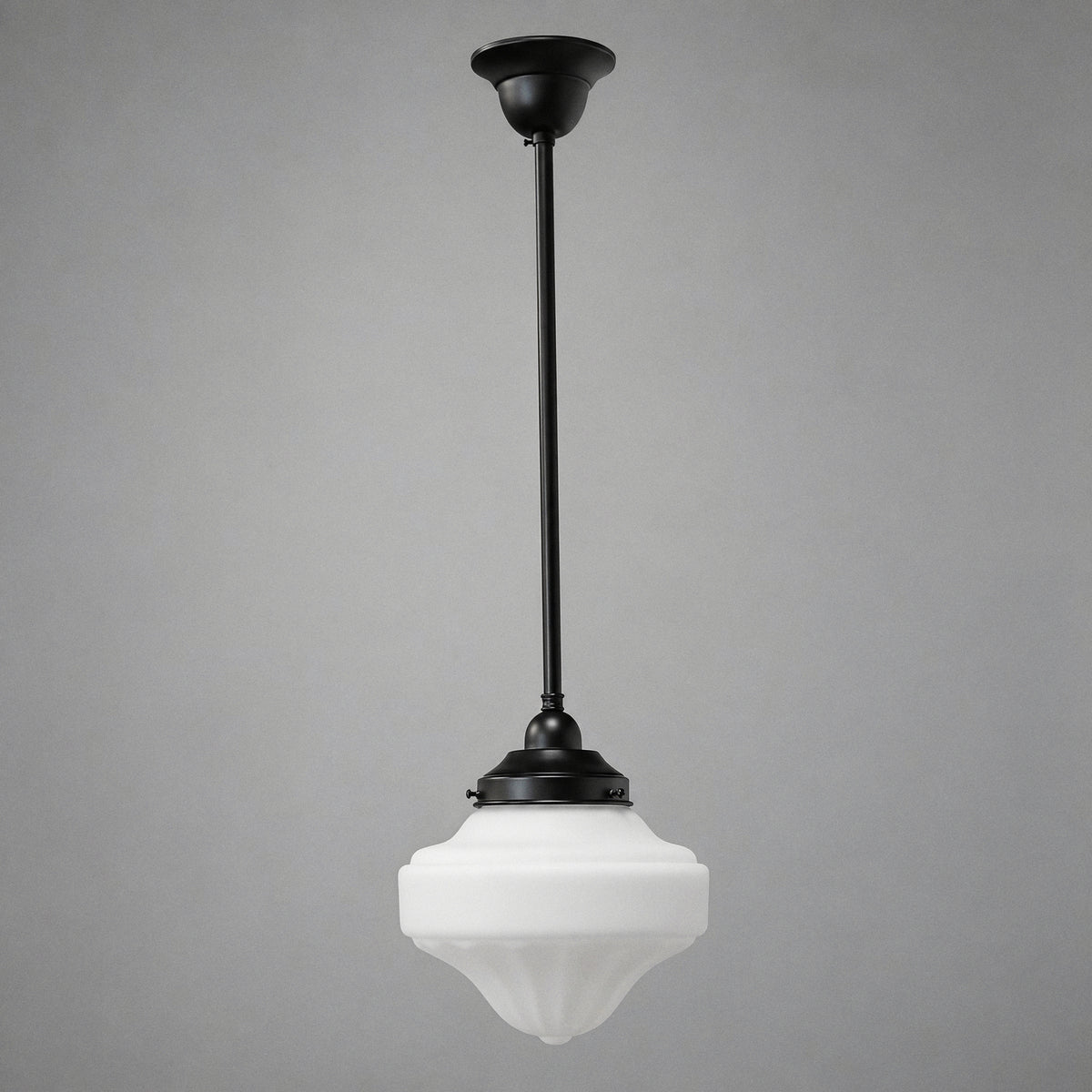 Derby Opal Matt 9" Shade w 3/4" x 1/2m Black Rod Pendant
