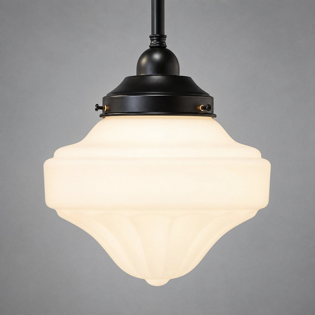 Derby Opal Matt 9" Shade w 3/4" x 1/2m Black Rod Pendant
