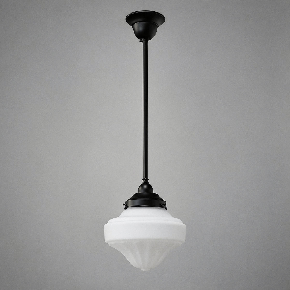 Derby Opal Matt 9" Shade w 3/4" x 1/2m Black Rod Pendant
