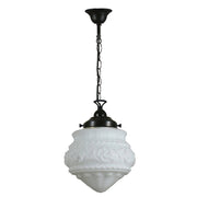 Premier 8'' Opal Matte on Single Chain Black Cloth Suspension, Patina