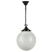 Sheffield 10" Frost Etch Shade on Chain Suspension Patina