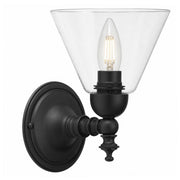Koscina Wall Light with Cono Clear Shade, Patina