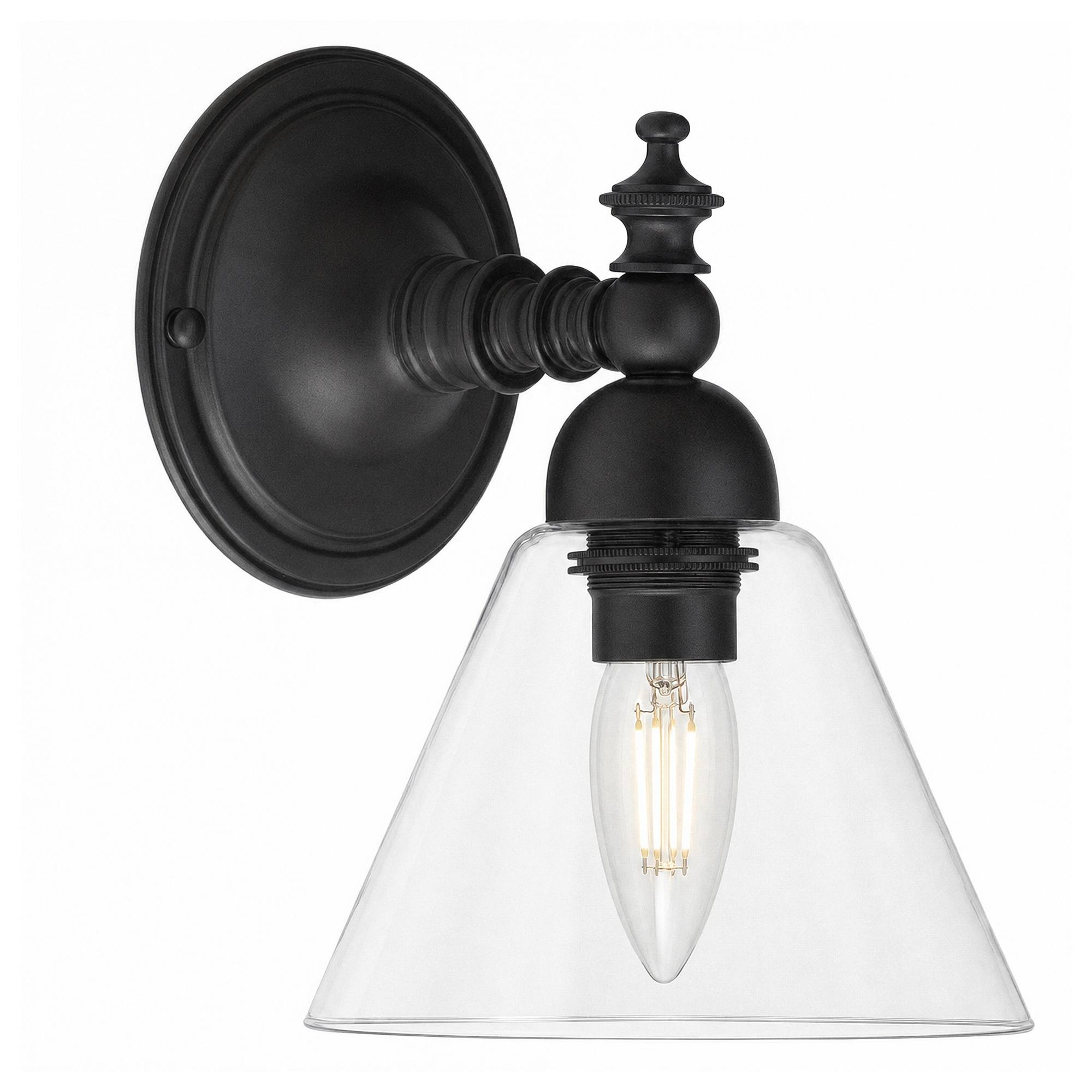Koscina Wall Light with Cono Clear Shade, Patina