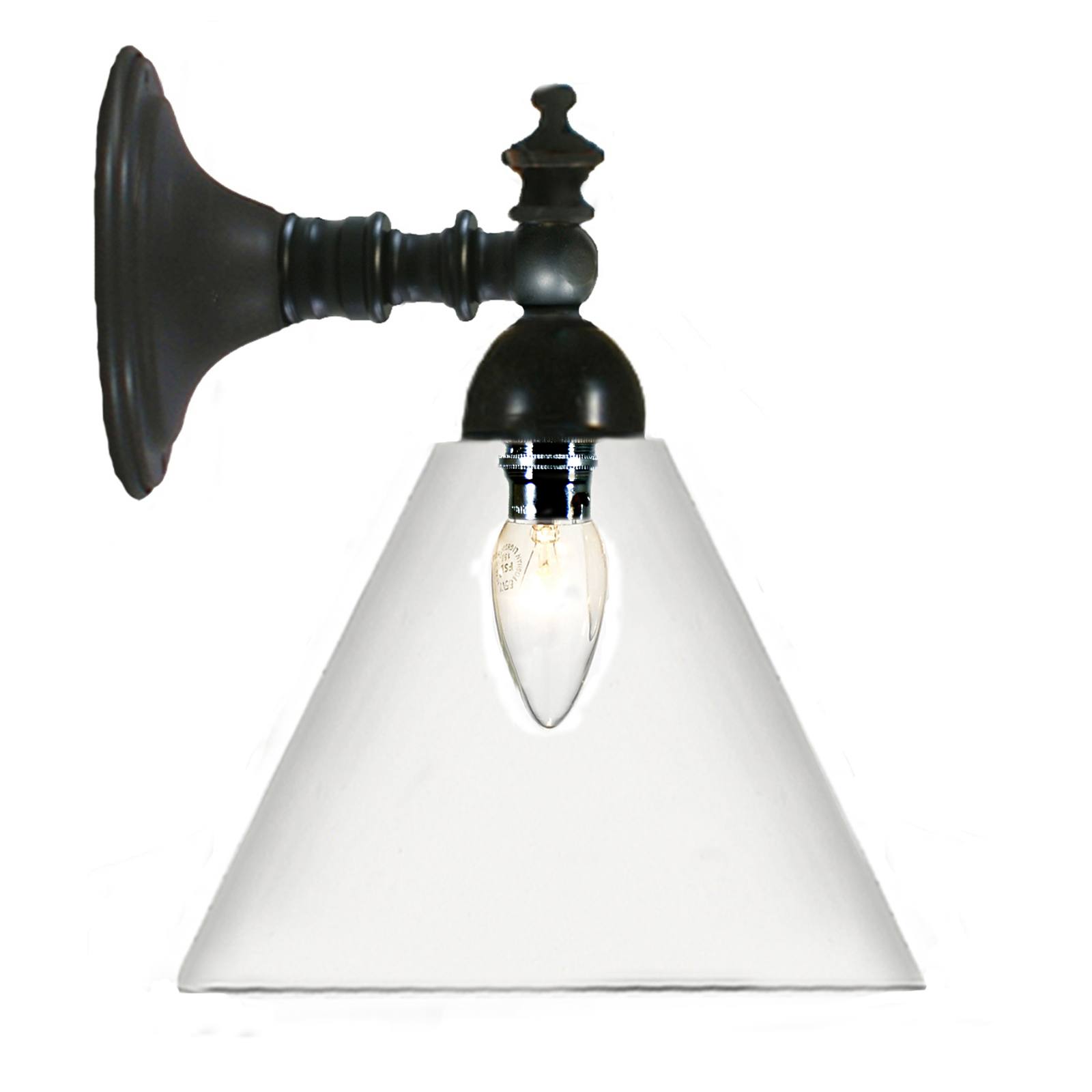 Koscina Wall Light with Cono Clear Shade, Patina