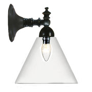Koscina Wall Light with Cono Clear Shade, Patina