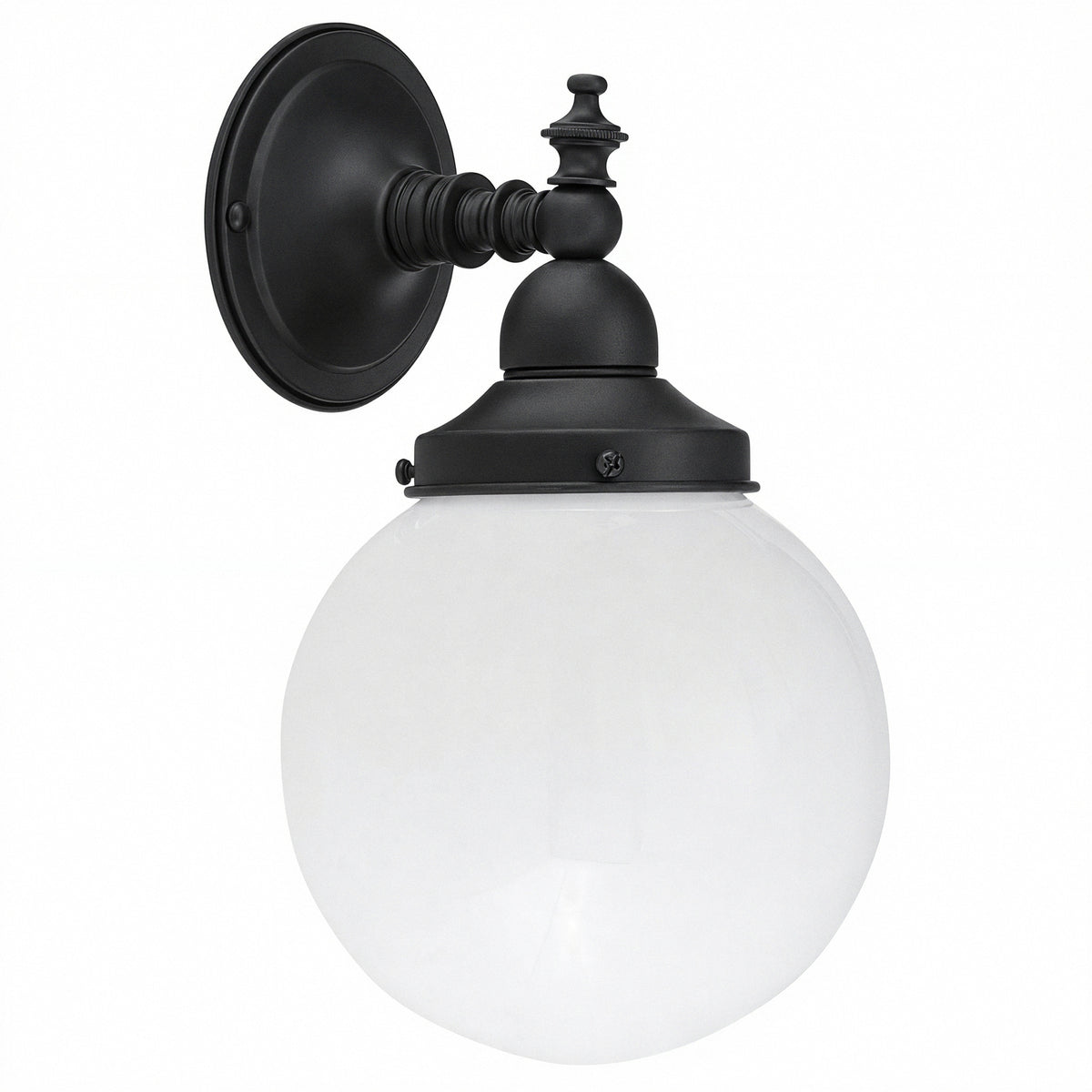 Koscina Wall Light with 6" Opal Gloss Sphere, Patina