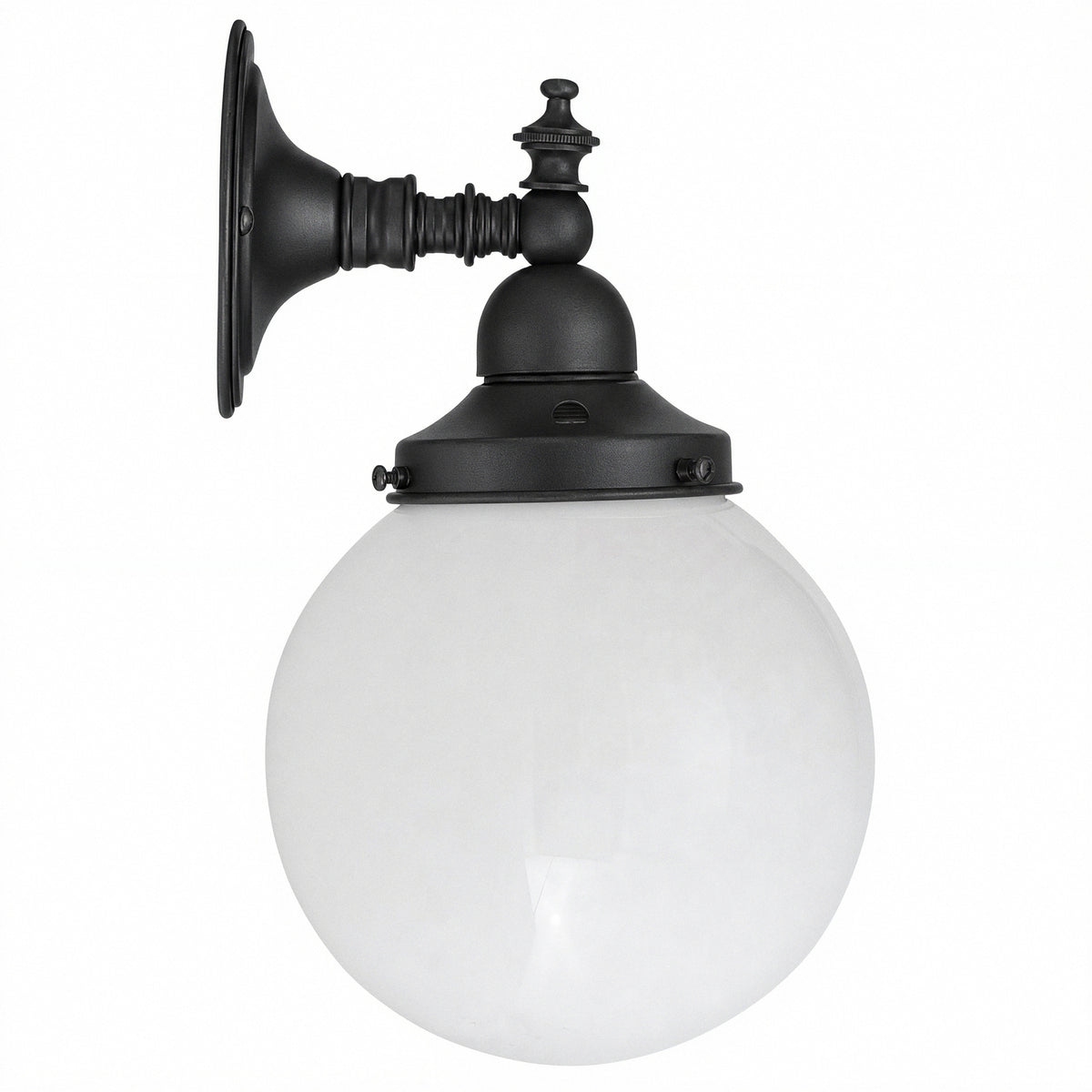 Koscina Wall Light with 6" Opal Gloss Sphere, Patina