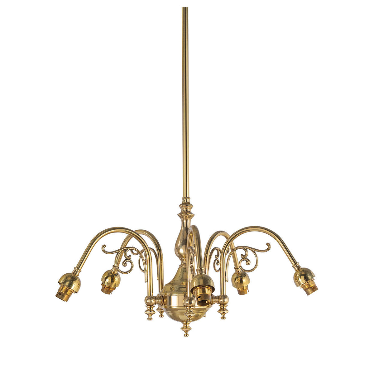 Victoriana 5 Light Pendant, Polished Brass Frame Only