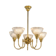 Luke 5 Light Pendant Arms Up Claredon Clear Shades