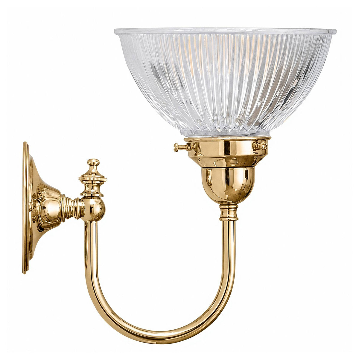 Loxton Polished Brass Wall Bracket & Claredon Clear Glass Shade