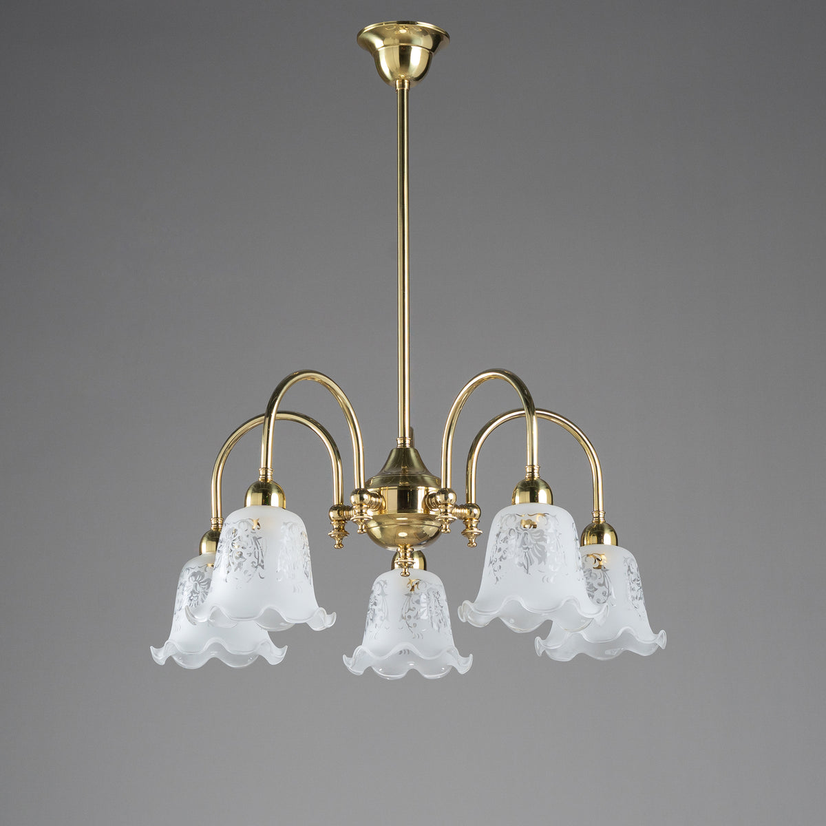 Luke 5 Light Pendant With 5008 Shades Arms Down